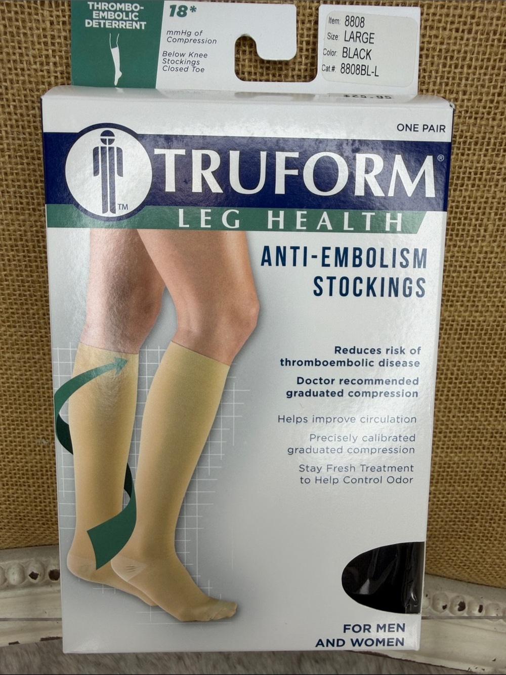 Truform Anti-Embolism Below-Knee Stockings - Black (Large)